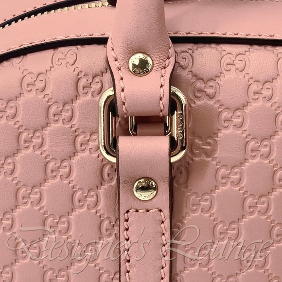 NEW GUCCI Micro GG Guccissima BREE Soft Pink Leather Medium Boston Bag $1,690 - Picture 9 of 16